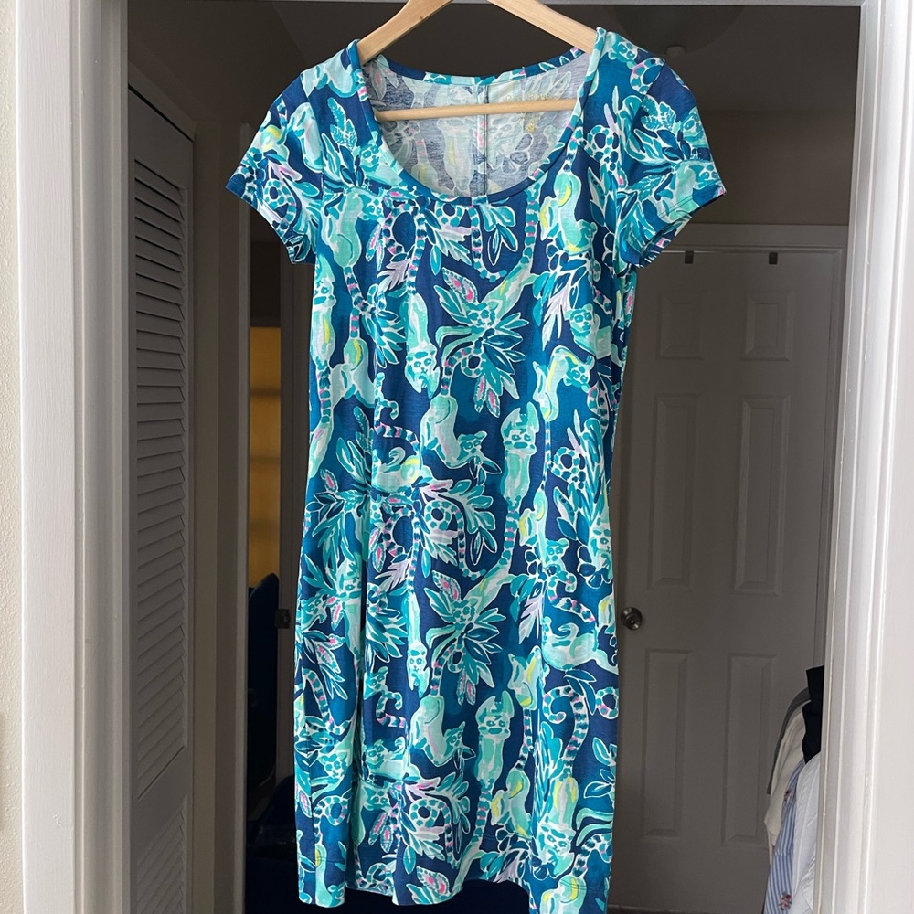 New Lilly Pulitzer Blue Flutter Sleeve Sundress.
